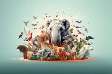 World animal day collage design - obrazy, fototapety, plakaty