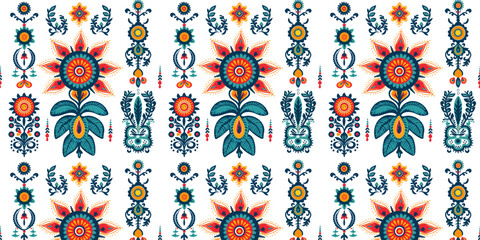 Seamless pattern in Indian or African style, vector illustration