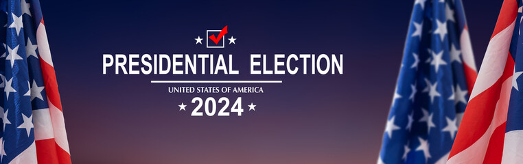 American flag and a red circle on November 5 Presidential Election Day 2024 