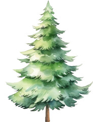 Christmas tree watercolor illustration. Generative AI