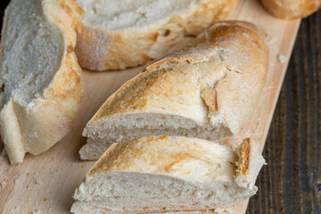 Sliced at home soft and fresh loaf of bread