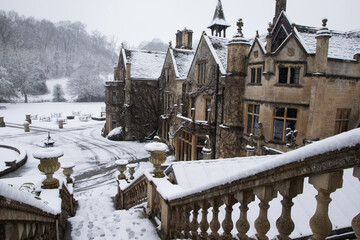 Castle Combe in the snow, The Cotswolds, England