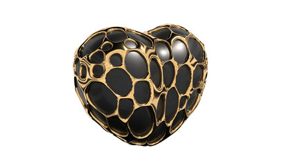 Gold black heart heart beats intro 3d render - 632070974