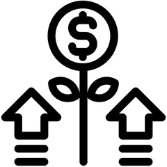 growth interest black outline icon
