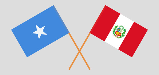 Crossed flags of Somalia and Peru. Official colors. Correct proportion
