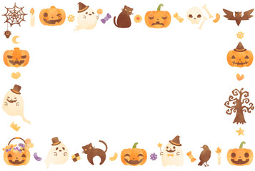 可愛いハロウィーンの手描きフレーム