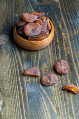 Naturally dried ripe apricots, close up