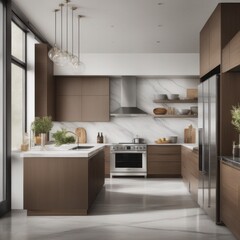 Empty Stone Kitchen Countertop In Modern Kitchen