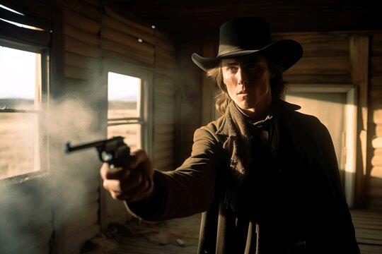 Cowboy shooting gun