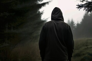 Hooded person in the forest
