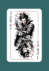 Joker playing card. Original design. Medieval jester. Vector illustration