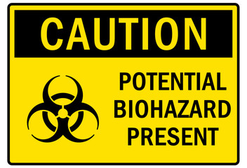 Obraz premium Biological hazard warning sign and labels potential biohazard present