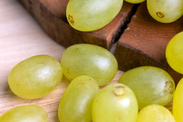 Green-yellow grapes grown in a home vineyard
