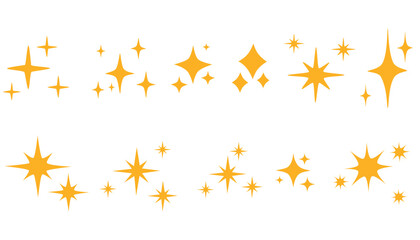 Stars set. Bright fireworks, flickering decorations, brilliant flash. A collection of stars and bursts with the effect of glowing light. Vector