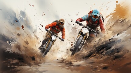 bike race, action on white background.