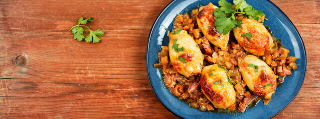 Grilled stuffed squid in salsa sauce