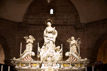 Statues of Mary and angels in Sardinian church