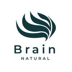 Brain Illustration design natural vintage retro logo design simple