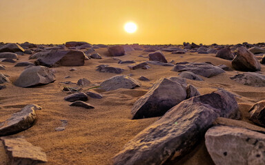 Rocks in the Sahara Desert in Mauritania 