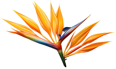 Abstract strelitzia flower on a white background.
