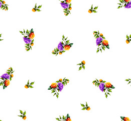 Fototapeta na wymiar flower all over pattern multi colour abstract seamless white background