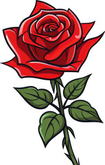 Red and green rose flower with a starry transparency background, perfect for various creative projects. Genterative AI.