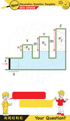 Naklejka premium Physics, pressure and lifting force, archimedes principle, pressure of liquids and gases, Pascal's law, pressure of solids, Next generation problems, two boys speech bubble, template, experiment 