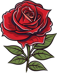 Red and green rose flower with a starry transparency background, perfect for various creative projects. Genterative AI.