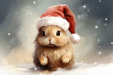 rabbit in santa claus hat
