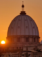Sunset over a dome church 