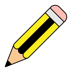 Pencil with eraser icon symbol. Flat vector illustration