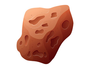 Cartoon flying space asteroid with craters and bumps. Vector isolated stone.