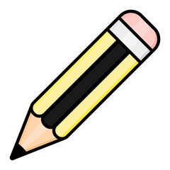 School Pencil with eraser icon symbol. Flat vector illustration