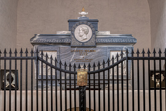 sarcophagus of the danish writer and historian Ludvig Holberg in the Sor&oslash; Abbey Church