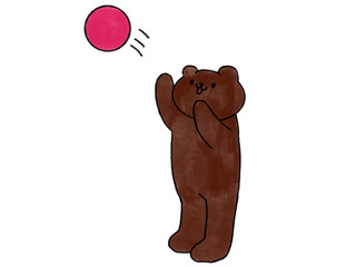 ボールを投げるクマのイラスト