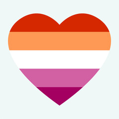 Lesbian flag colors with striped heart shape icon vector illustration.