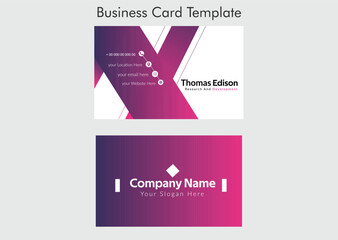 purple and white business card template.creative purple business card template.