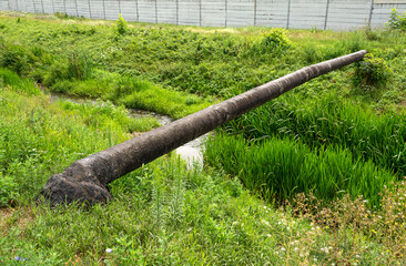 Fototapeta premium Isolated Pipeline Across the creek for heat, water, gas.