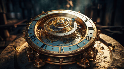 Fototapeta na wymiar old astronomical clock mechanism futuristic