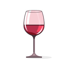 Transparent wine glass in flat design isolated on white background. Vector illustration