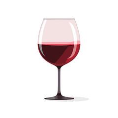 Transparent wine glass in flat design isolated on white background. Vector illustration