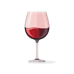 Transparent wine glass in flat design isolated on white background. Vector illustration