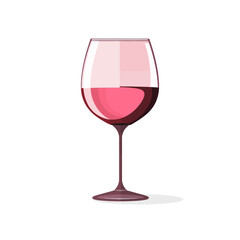 Transparent wine glass in flat design isolated on white background. Vector illustration