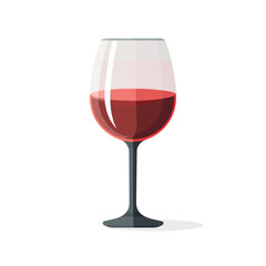 Transparent wine glass in flat design isolated on white background. Vector illustration