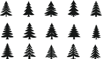 Obraz premium set of Christmas tree silhouettes on white background. Vector illustration