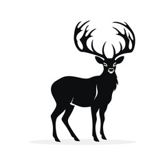 deer silhouette on white background. Vector illustration