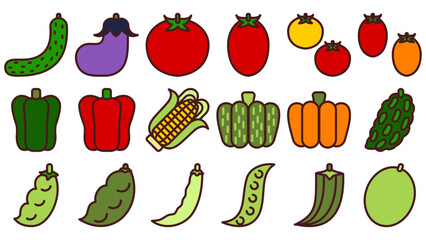 果実野菜のアイコンセット。シンプルなベクターイラスト。 Fruit vegetables icon set. Simple vector illustrations. - obrazy, fototapety, plakaty