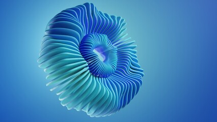 Marine abstraction of a futuristic living organism, a fantastic underwater animal. 3d render.
