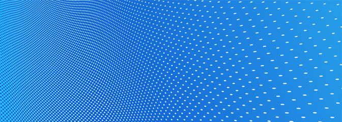 Naklejka premium Blue dots in 3D perspective vector abstract background, multimedia internet information theme, wave stream of science technology or business blank template for ads.