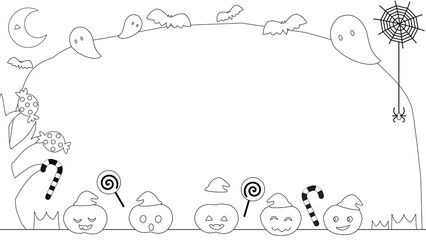 コピースペースのあるハロウィンのかわいい背景イラスト